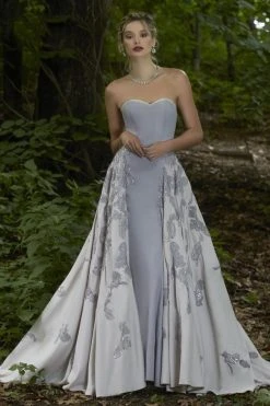 Formal Gowns Janique - Strapless Sweetheart Filigree Overlay Gown W1376