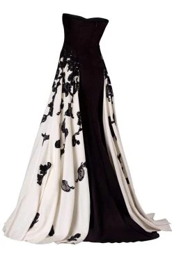Formal Gowns Janique - Strapless Sweetheart Filigree Overlay Gown W1376