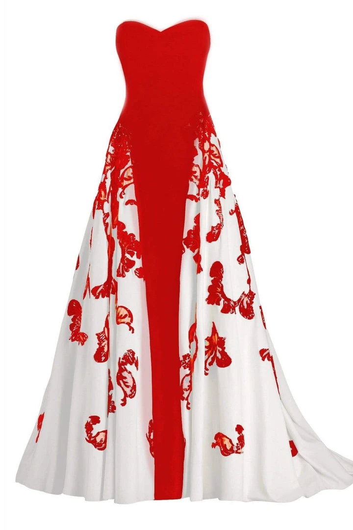 Janique - W1376 Strapless Sweetheart Fitted Dress With Overlay Formal Gowns 6 Janique - W1376 Strapless Sweetheart Fitted Dress With Overlay Formal Gowns