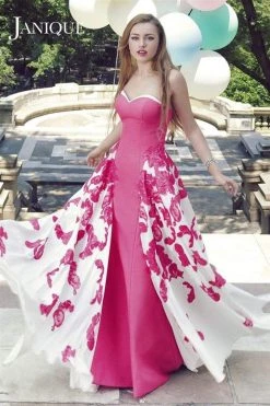 Janique - W1376 Strapless Sweetheart Fitted Dress With Overlay Formal Gowns 9 Janique - W1376 Strapless Sweetheart Fitted Dress With Overlay Formal Gowns