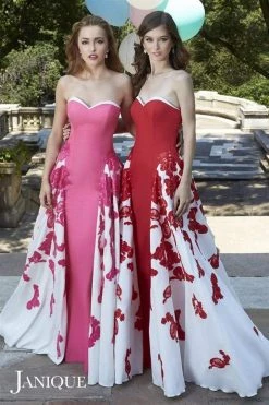 Janique - W1376 Strapless Sweetheart Fitted Dress With Overlay Formal Gowns 13 Janique - W1376 Strapless Sweetheart Fitted Dress With Overlay Formal Gowns