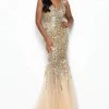 Jasz Couture - Bead Embellished Trumpet Gown 7111 - 1 Pc Gold In Size 2 Available 1 Jasz Couture - Bead Embellished Trumpet Gown 7111 - 1 Pc Gold In Size 2 Available