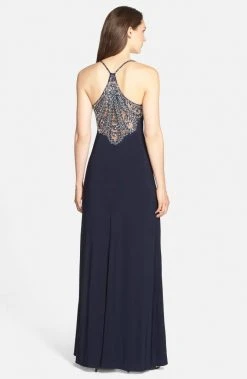 Joanna Chen - Bedazzled Sweetheart Jersey Dress JC1137