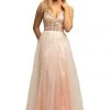 Johnathan Kayne - 2000 Sleeveless Illusion V Neck Glitter Mesh Gown - 1 Pc Petal Pink In Size 6 Available