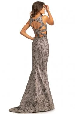 Johnathan Kayne - 2004 Glitter Printed Ponte Knit Mermaid Gown Formal Gowns