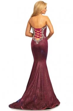 Formal Gowns Johnathan Kayne - 2007 Beaded Plunge Metallic Glitter Mermaid Gown
