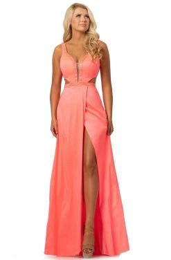 Johnathan Kayne - 2012 Plunging V-Neck Cutout High Slit Gown Formal Gowns