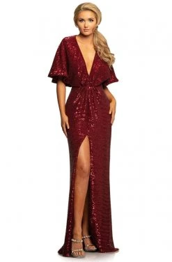 Formal Gowns Johnathan Kayne - 2015 Plunging V Neck Kimono Sleeves Sequins Gown 9 Formal Gowns Johnathan Kayne - 2015 Plunging V Neck Kimono Sleeves Sequins Gown