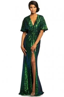 Formal Gowns Johnathan Kayne - 2015 Plunging V Neck Kimono Sleeves Sequins Gown 10 Formal Gowns Johnathan Kayne - 2015 Plunging V Neck Kimono Sleeves Sequins Gown