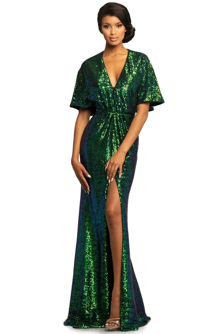 Formal Gowns Johnathan Kayne - 2015 Plunging V Neck Kimono Sleeves Sequins Gown 6 Formal Gowns Johnathan Kayne - 2015 Plunging V Neck Kimono Sleeves Sequins Gown