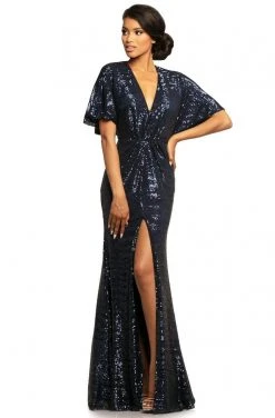 Formal Gowns Johnathan Kayne - 2015 Plunging V Neck Kimono Sleeves Sequins Gown