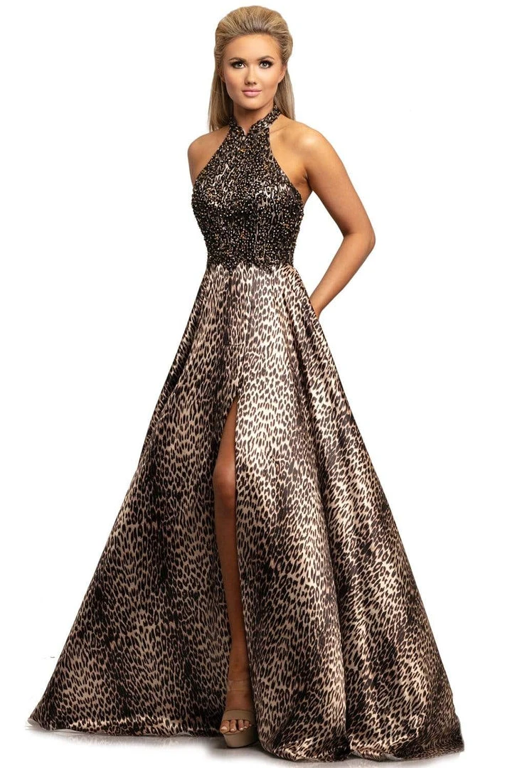 Formal Gowns Johnathan Kayne - 2030 Embellished Halter Printed A-line Dress 3 Formal Gowns Johnathan Kayne - 2030 Embellished Halter Printed A-line Dress
