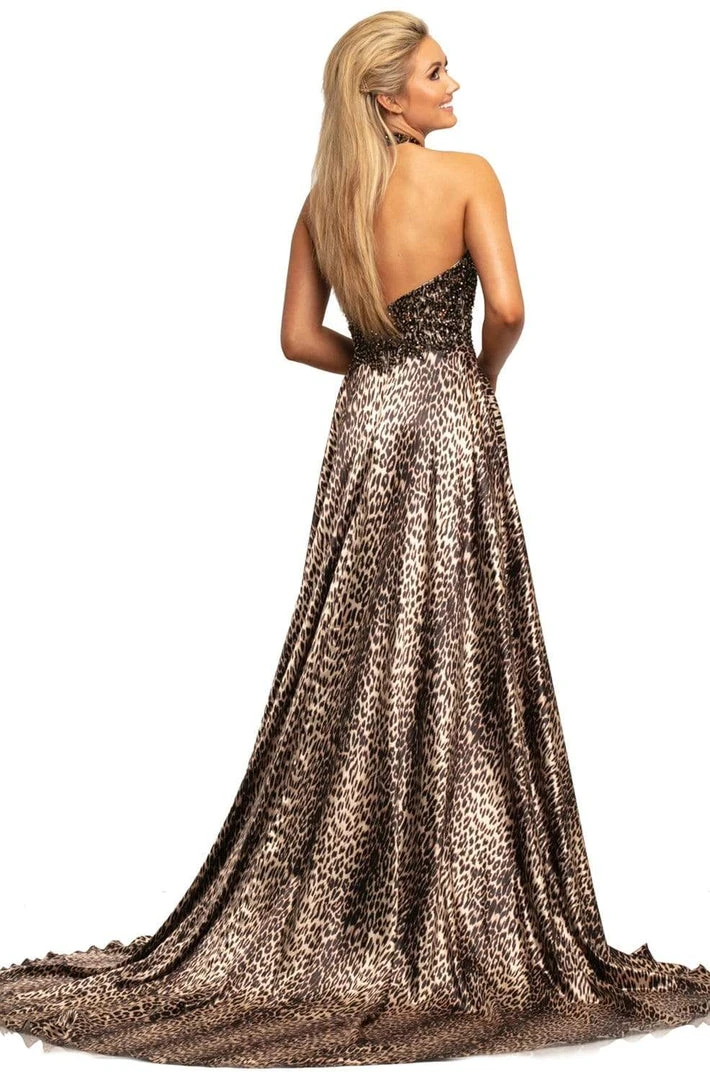 Formal Gowns Johnathan Kayne - 2030 Embellished Halter Printed A-line Dress 4 Formal Gowns Johnathan Kayne - 2030 Embellished Halter Printed A-line Dress
