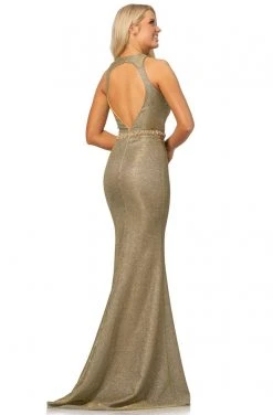 Johnathan Kayne - 2071 Plunging V-neck Trumpet Dress