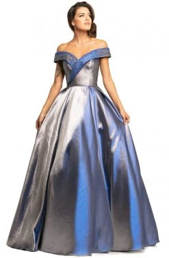 Johnathan Kayne - 2072 Metallic Off-Shoulder Ballgown Formal Gowns