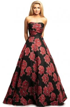 Formal Gowns Johnathan Kayne - 2078 Floral Brocade Strapless Ballgown