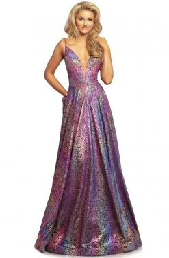 Johnathan Kayne - 2094 Metallic Floral A-Line Evening Gown Formal Gowns 8 Johnathan Kayne - 2094 Metallic Floral A-Line Evening Gown Formal Gowns