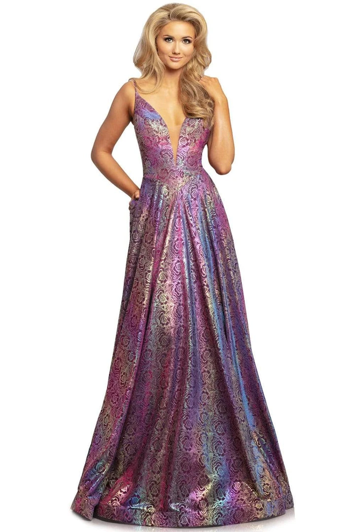 Johnathan Kayne - 2094 Metallic Floral A-Line Evening Gown Formal Gowns 5 Johnathan Kayne - 2094 Metallic Floral A-Line Evening Gown Formal Gowns