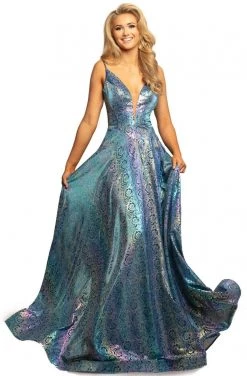 Johnathan Kayne - 2094 Metallic Floral A-Line Evening Gown Formal Gowns 9 Johnathan Kayne - 2094 Metallic Floral A-Line Evening Gown Formal Gowns