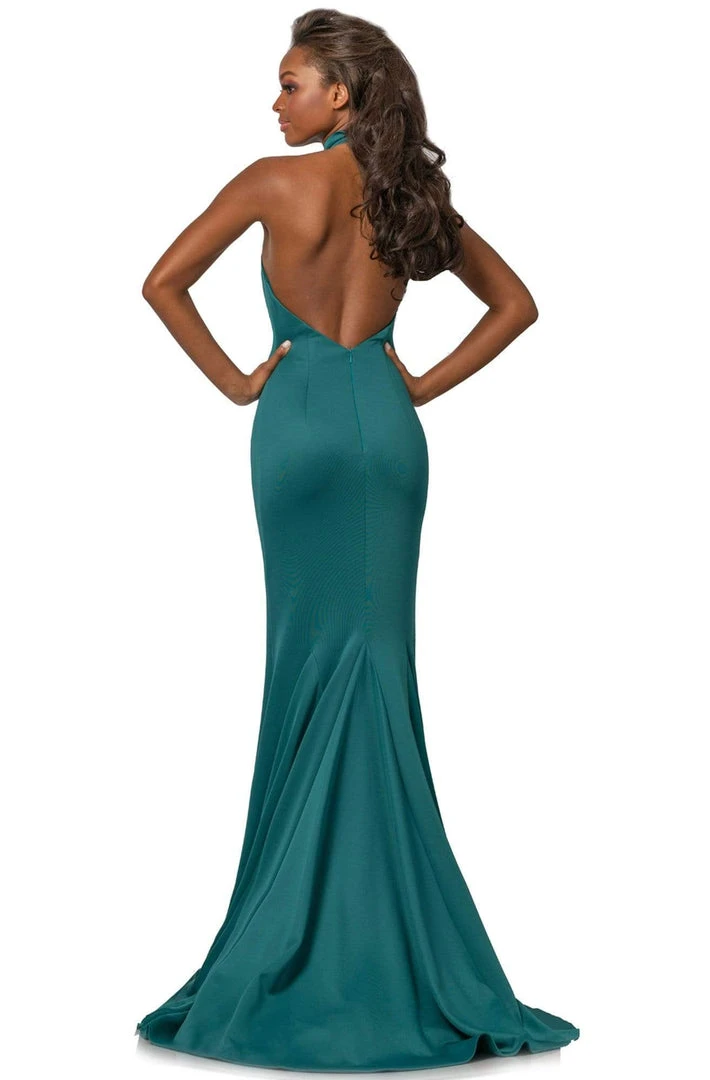 Johnathan Kayne - 2096 High Halter Neck Trumpet Dress With Train Formal Gowns 8 Johnathan Kayne - 2096 High Halter Neck Trumpet Dress With Train Formal Gowns