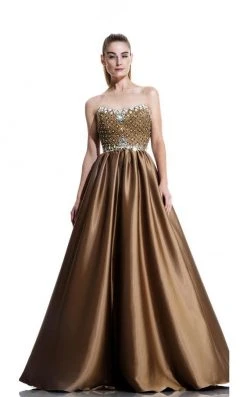 Formal Gowns Johnathan Kayne - 511 Strapless Bejeweled Satin Gown
