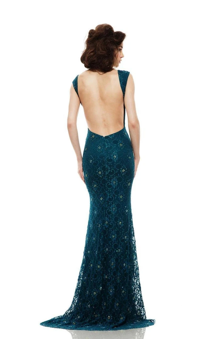 Johnathan Kayne - 535 Cap Sleeve Lace Accented Gown 9 Johnathan Kayne - 535 Cap Sleeve Lace Accented Gown