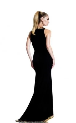 Johnathan Kayne - 557 Gilded Halter Colorblock Evening Gown Formal Gowns