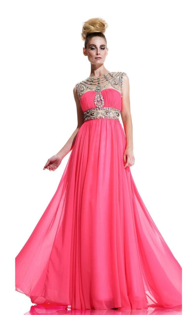 Johnathan Kayne - 596 Jeweled Illusion A-Line Gown Formal Gowns 8 Johnathan Kayne - 596 Jeweled Illusion A-Line Gown Formal Gowns