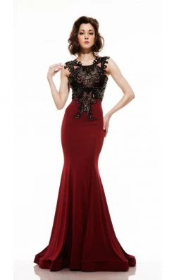 Johnathan Kayne - 6044 Vampy Beaded Lace Up Mermaid Gown Formal Gowns
