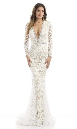 Johnathan Kayne - 6113 Sequined Deep V-neck Mermaid Dress