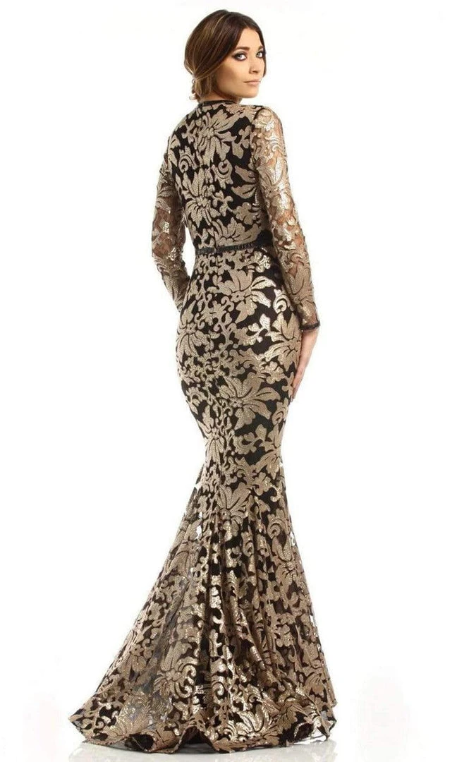 Johnathan Kayne - 6113 Sequined Deep V-neck Mermaid Dress 6 Johnathan Kayne - 6113 Sequined Deep V-neck Mermaid Dress