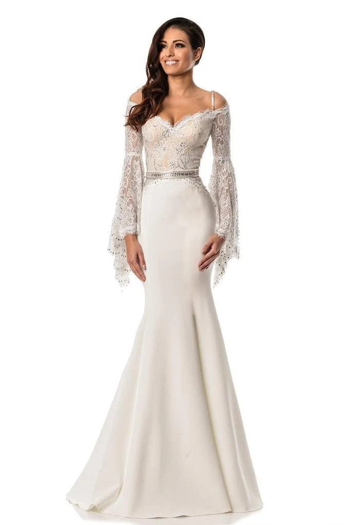 Johnathan Kayne - 7244 Bell Sleeve Off Shoulder Sparkly Mermaid Gown - 1 Pc Ivory/Nude In Size 8 Available Formal Gowns 3 Johnathan Kayne - 7244 Bell Sleeve Off Shoulder Sparkly Mermaid Gown - 1 Pc Ivory/Nude In Size 8 Available Formal Gowns