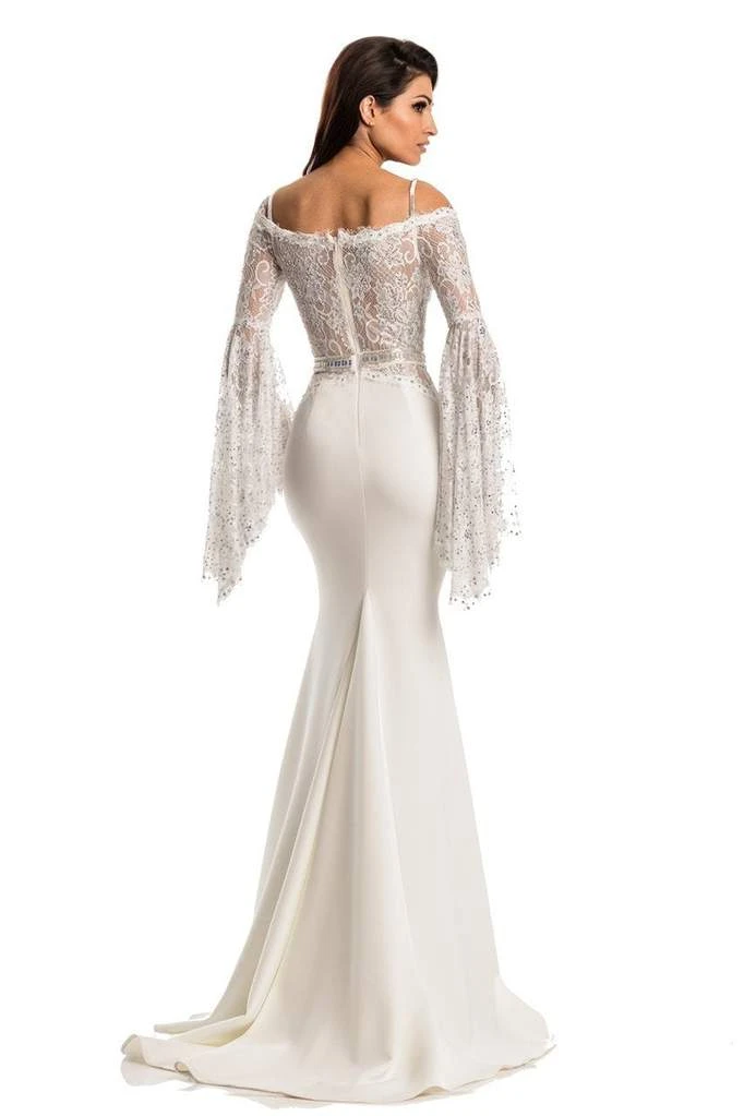 Johnathan Kayne - 7244 Bell Sleeve Off Shoulder Sparkly Mermaid Gown - 1 Pc Ivory/Nude In Size 8 Available Formal Gowns 4 Johnathan Kayne - 7244 Bell Sleeve Off Shoulder Sparkly Mermaid Gown - 1 Pc Ivory/Nude In Size 8 Available Formal Gowns