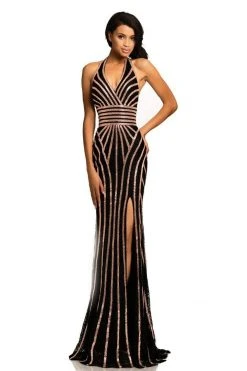 Formal Gowns Johnathan Kayne - 8016 Embellished Halter Sheath Dress