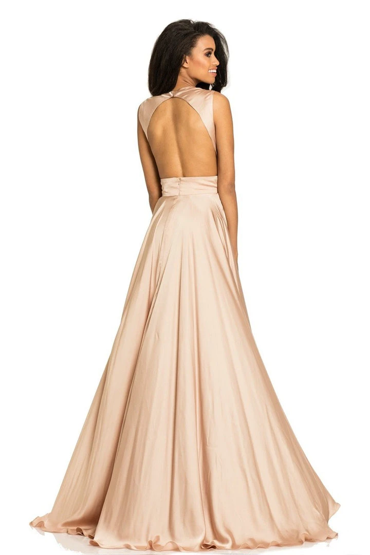 Johnathan Kayne - 8072 Ruched Cutout Charmeuse Gown 6 Johnathan Kayne - 8072 Ruched Cutout Charmeuse Gown