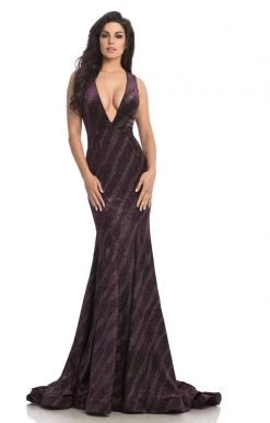 Johnathan Kayne - 8229 Shimmering V-Neck Fitted Mermaid Gown Formal Gowns
