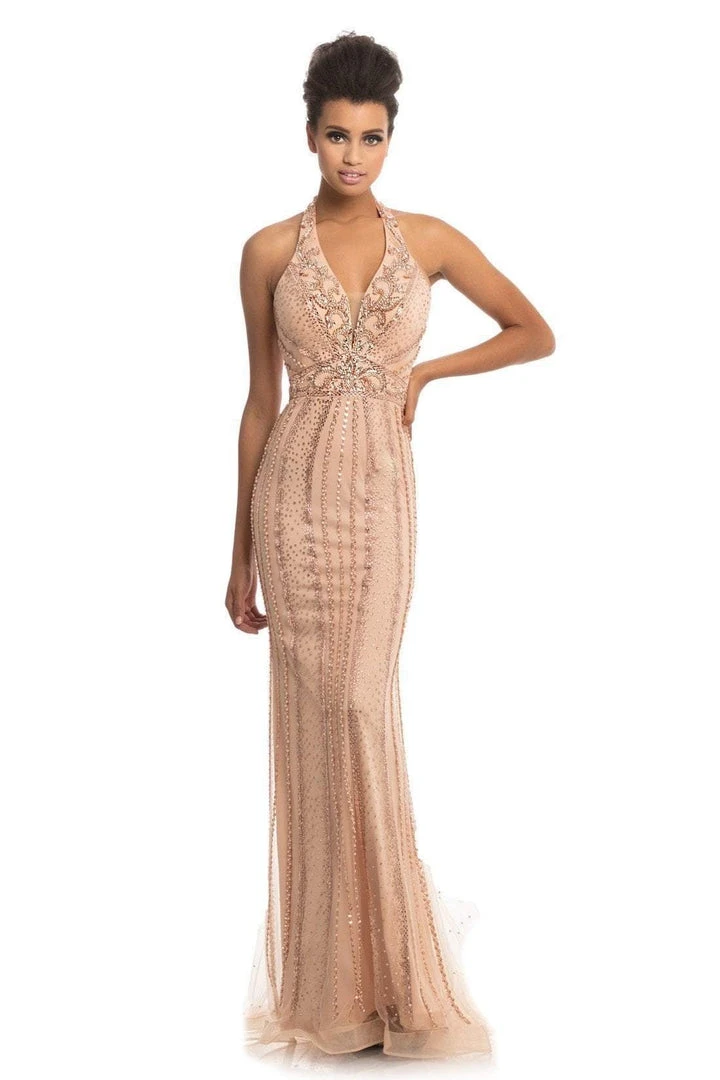 Johnathan Kayne - 9004 Plunging Halter Beaded Mermaid Gown Formal Gowns 5 Johnathan Kayne - 9004 Plunging Halter Beaded Mermaid Gown Formal Gowns