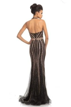Johnathan Kayne - 9004 Plunging Halter Beaded Mermaid Gown Formal Gowns