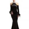 Formal Gowns Johnathan Kayne - 9015 Crystal Embellished High Velvet Mermaid Gown