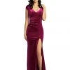 Johnathan Kayne - 9018 Surplice Style Velvet Sheath Evening Gown 1 Johnathan Kayne - 9018 Surplice Style Velvet Sheath Evening Gown