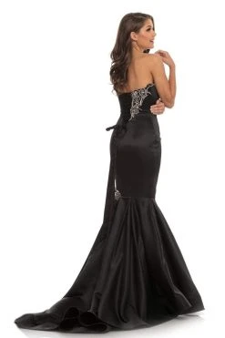 Formal Gowns Johnathan Kayne - 9030 Plunging Sweetheart Rose Appliqued Gown