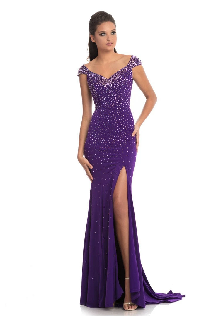 Johnathan Kayne - 9041 Embellished Cap Sleeve V-neck Trumpet Dress 7 Johnathan Kayne - 9041 Embellished Cap Sleeve V-neck Trumpet Dress