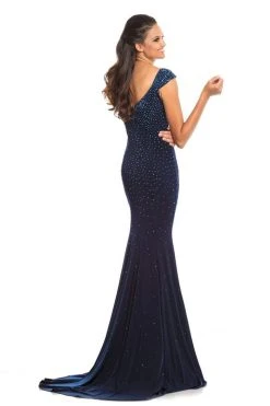 Johnathan Kayne - 9041 Embellished Cap Sleeve V-neck Trumpet Dress 11 Johnathan Kayne - 9041 Embellished Cap Sleeve V-neck Trumpet Dress