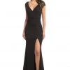 Johnathan Kayne - 9043 Plunging V-neck Glitter Knit Trumpet Dress Formal Gowns
