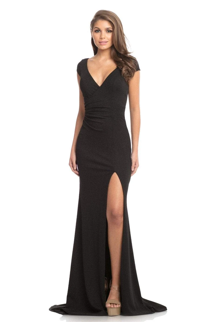Johnathan Kayne - 9043 Plunging V-neck Glitter Knit Trumpet Dress Formal Gowns 3 Johnathan Kayne - 9043 Plunging V-neck Glitter Knit Trumpet Dress Formal Gowns
