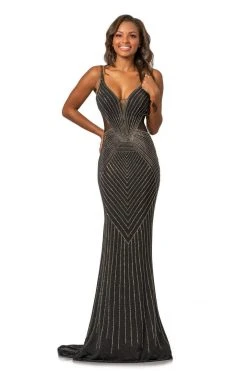 Johnathan Kayne - 9049 Embellished Deep V-neck Trumpet Dress 9 Johnathan Kayne - 9049 Embellished Deep V-neck Trumpet Dress