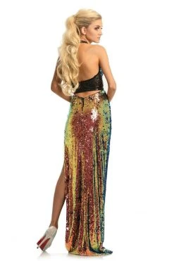 Johnathan Kayne - 9062 Sequined Plunging Halter Gown With Slit 9 Johnathan Kayne - 9062 Sequined Plunging Halter Gown With Slit