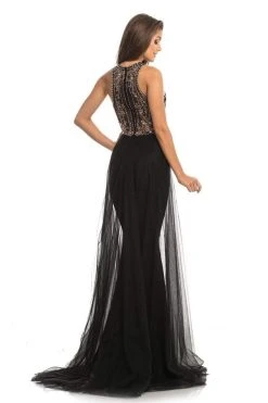 Johnathan Kayne - 9071 Beaded Halter Gown With Sheer Overskirt