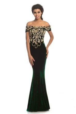 Johnathan Kayne - 9076 Bead Embellished Off-Shoulder Gown Formal Gowns
