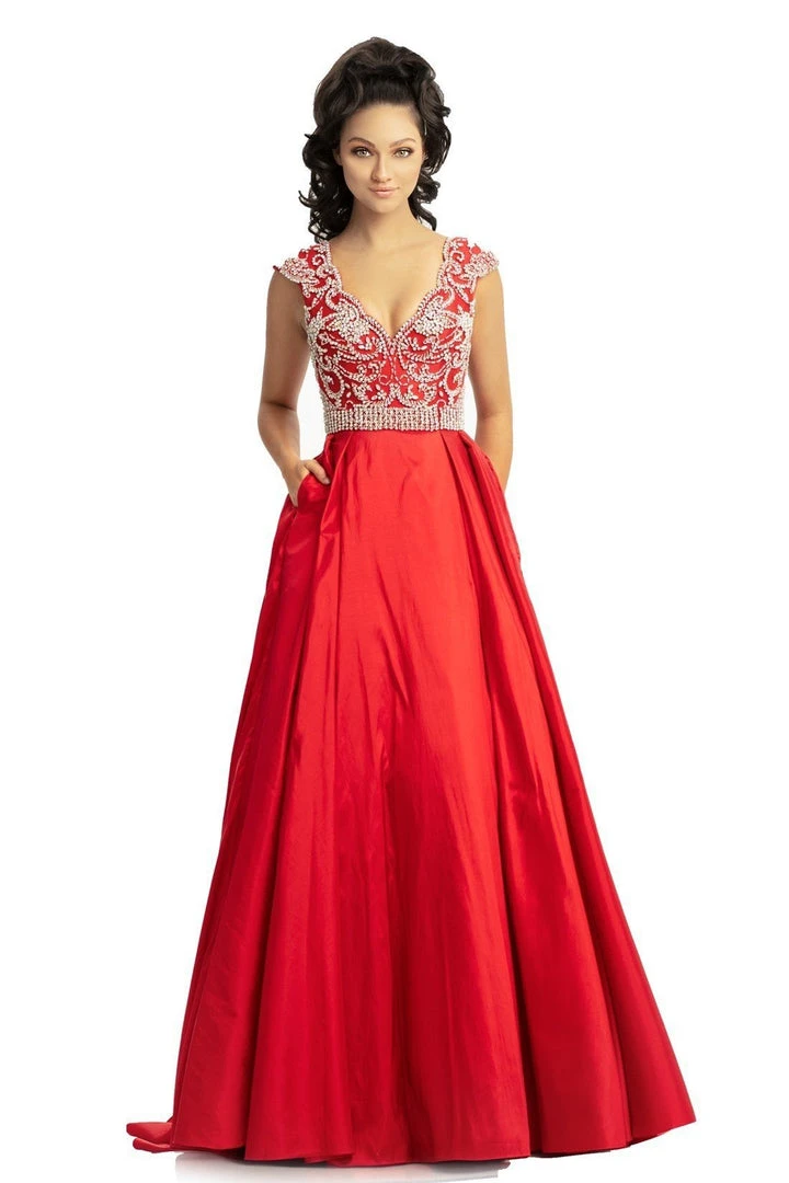 Formal Gowns Johnathan Kayne - 9081 Beaded V-Neck Cap Sleeves Ballgown 5 Formal Gowns Johnathan Kayne - 9081 Beaded V-Neck Cap Sleeves Ballgown